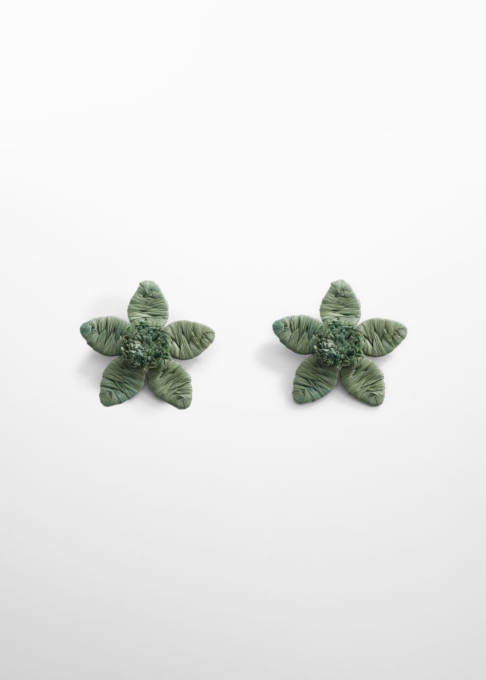 MANGO - Flowers raffia earrings - One size - Women Product Image