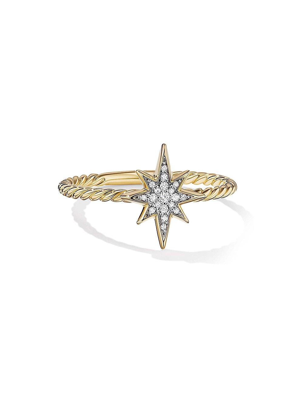 Womens Cable Collectibles North Star Stack Ring In 18K Yellow Gold With Pav Diamonds Product Image