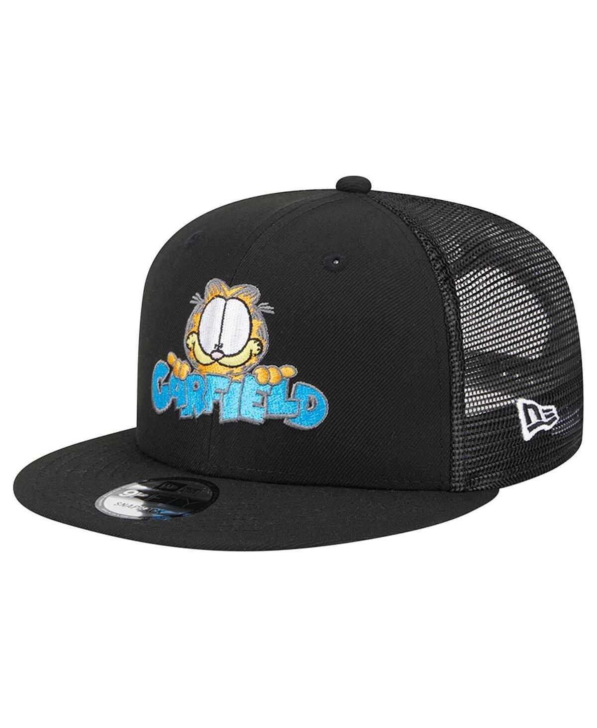 Mens New Era Black Garfield Wordmark Trucker 9FIFTY Snapback Hat Product Image