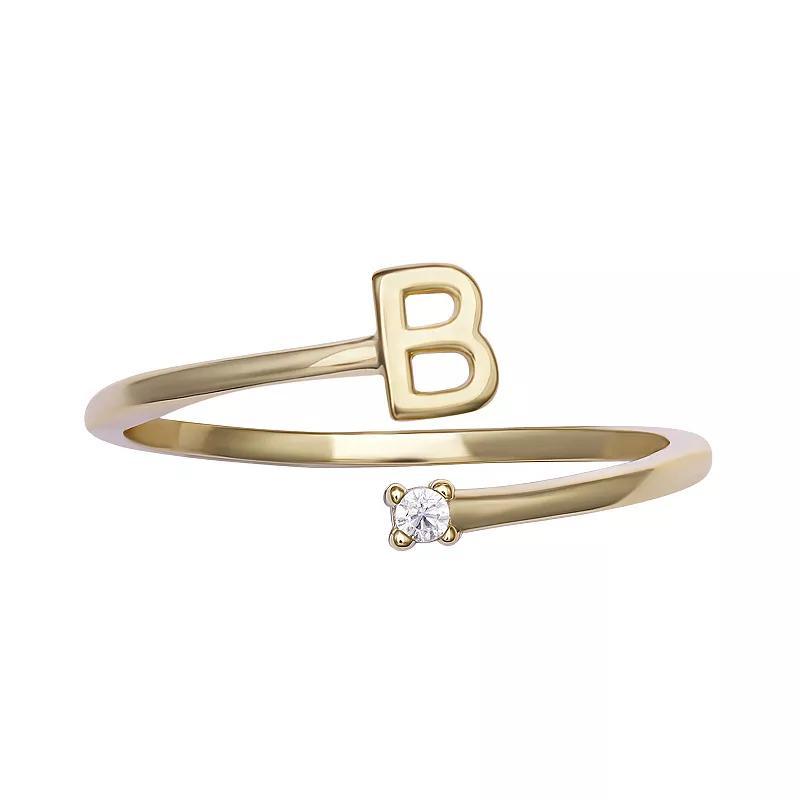 PRIMROSE Sterling Silver Cubic Zirconia Initial Bypass Band Ring, Womens Gold Tone K Product Image