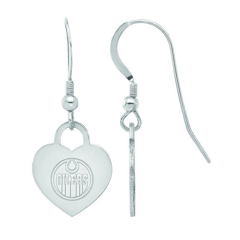 LogoArt Sterling Silver Edmonton Oilers Heart Drop Earrings, Womens Product Image