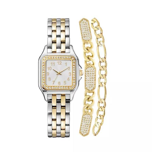 Jessica Carlyle Womens Two Tone Watch & 2 Bracelet Set Gold Silver Product Image