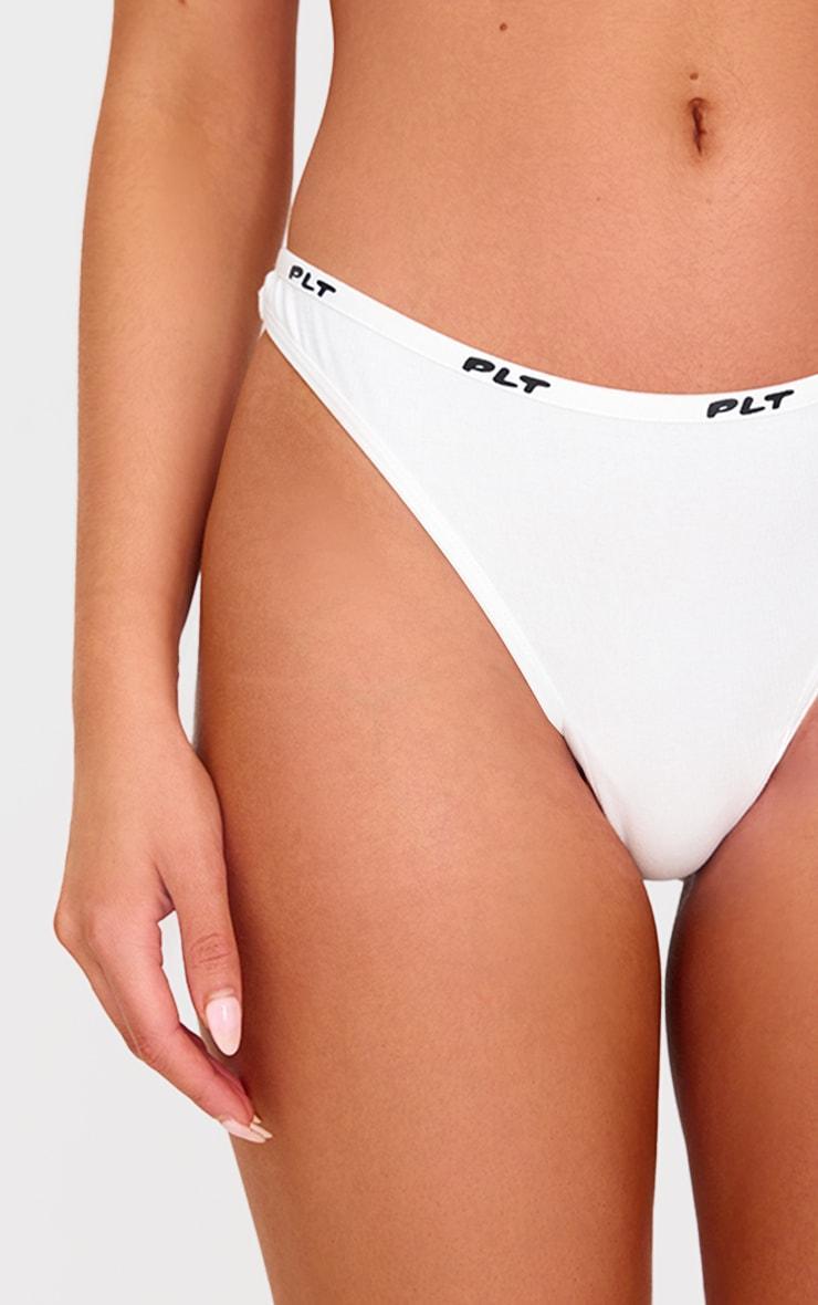 PRETTYLITTLETHING White Jersey Thong Product Image