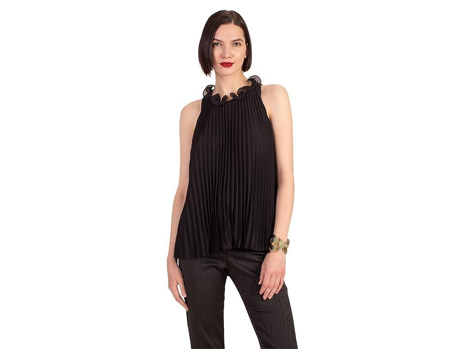 Womens Ely Ruffle-Collar Pleated Sleeveless Top Product Image