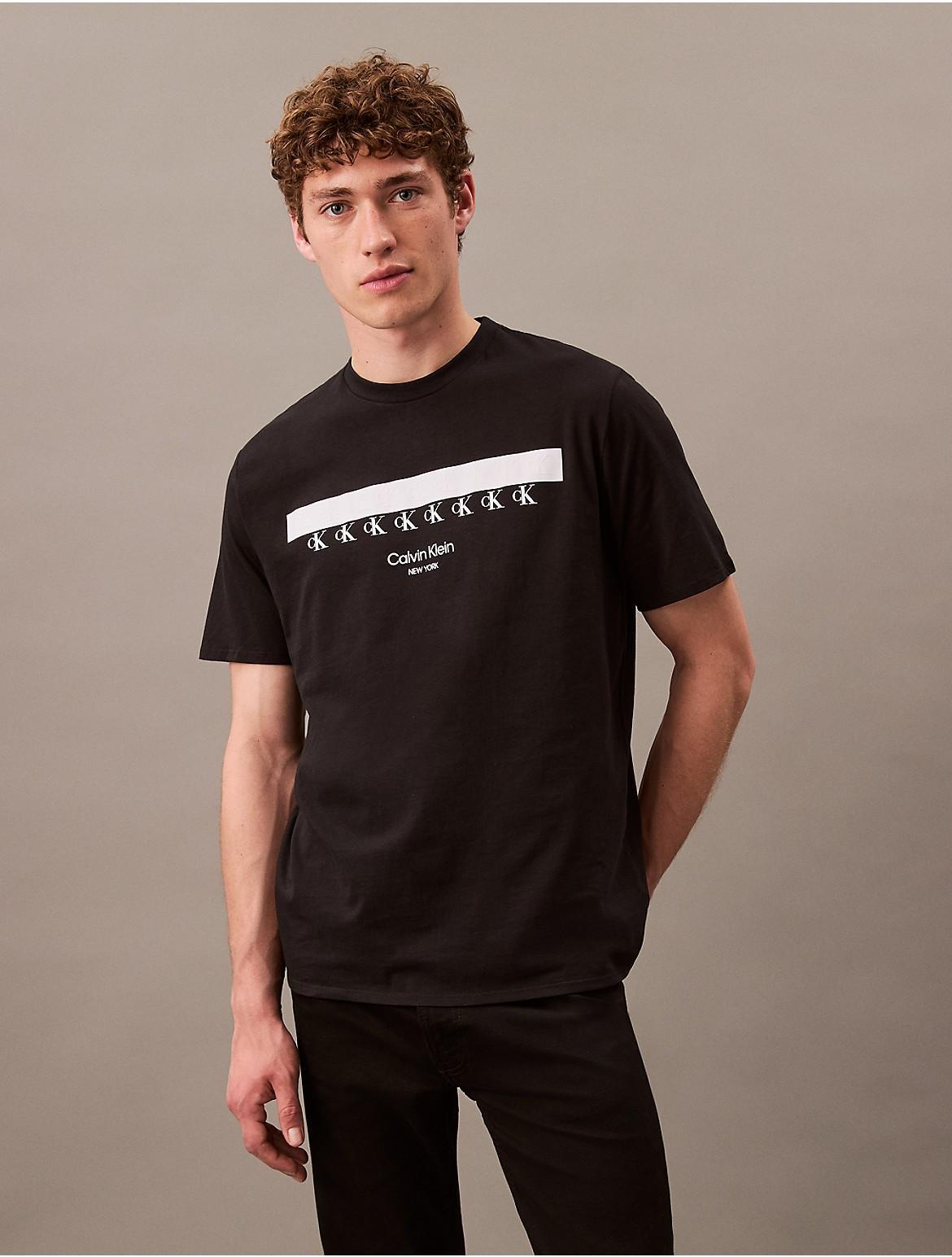 Calvin Klein Mens Repeating Monogram Logo Graphic Crewneck T-Shirt - Black - M Product Image