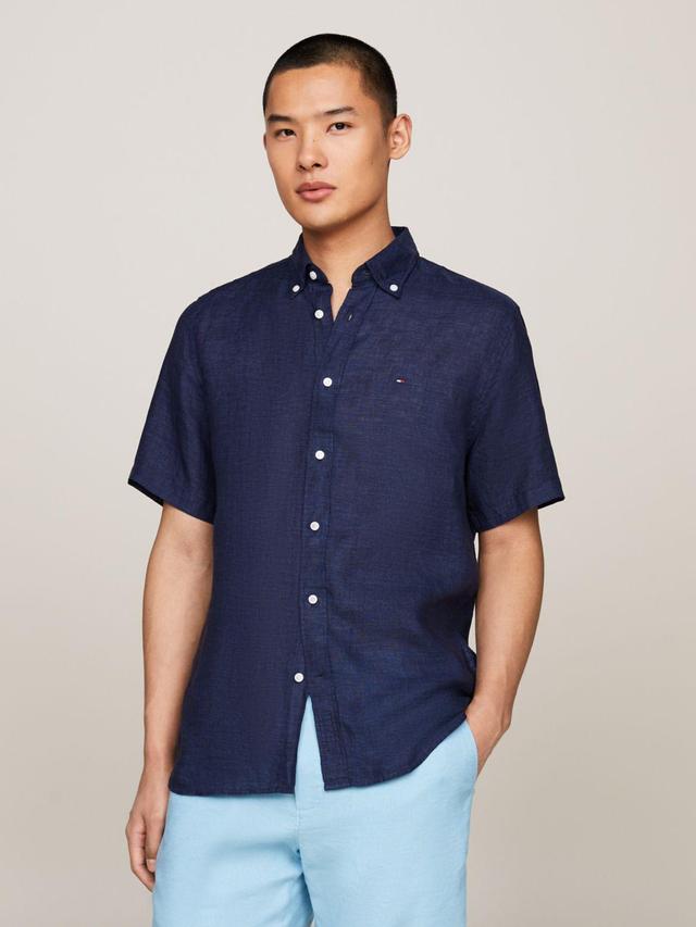 Tommy Hilfiger Men's Regular Fit Linen Short-Sleeve Shirt Product Image