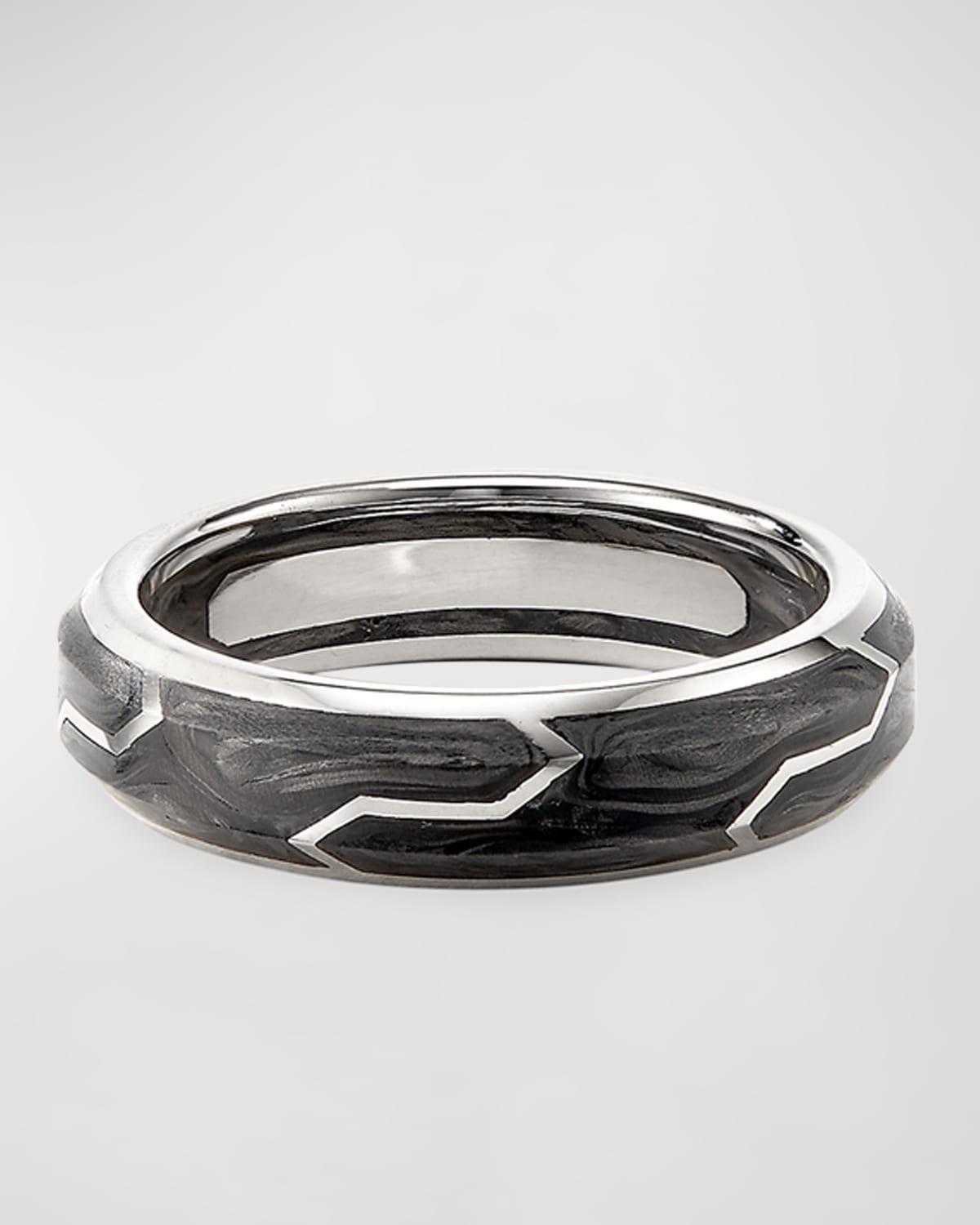 Mens Forged Carbon Band Ring in 18K Gold, 6mm Product Image