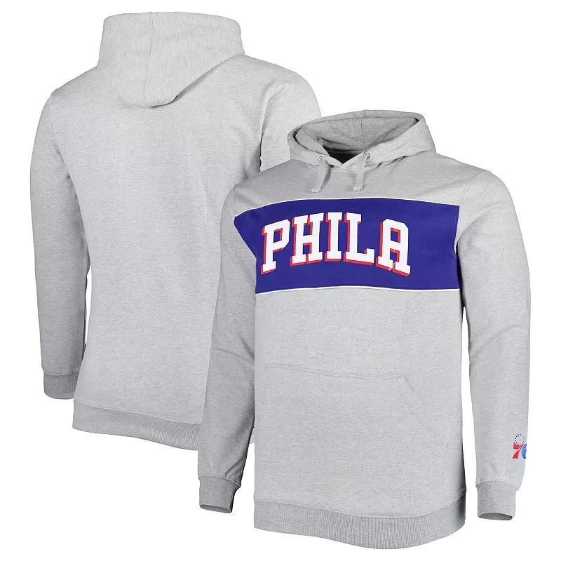 Mens Fanatics Branded Heather Gray Philadelphia 76ers Big & Tall Wordmark Pullover Hoodie Product Image