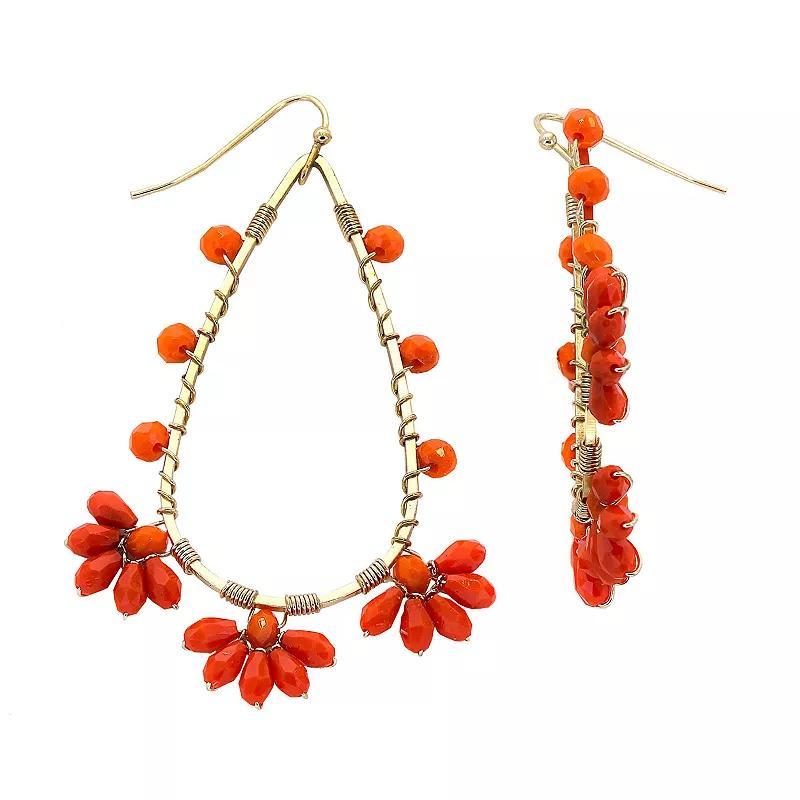 PANNEE BY PANACEA Crystal Flower Teardrop Earrings, Womens, Orange Product Image