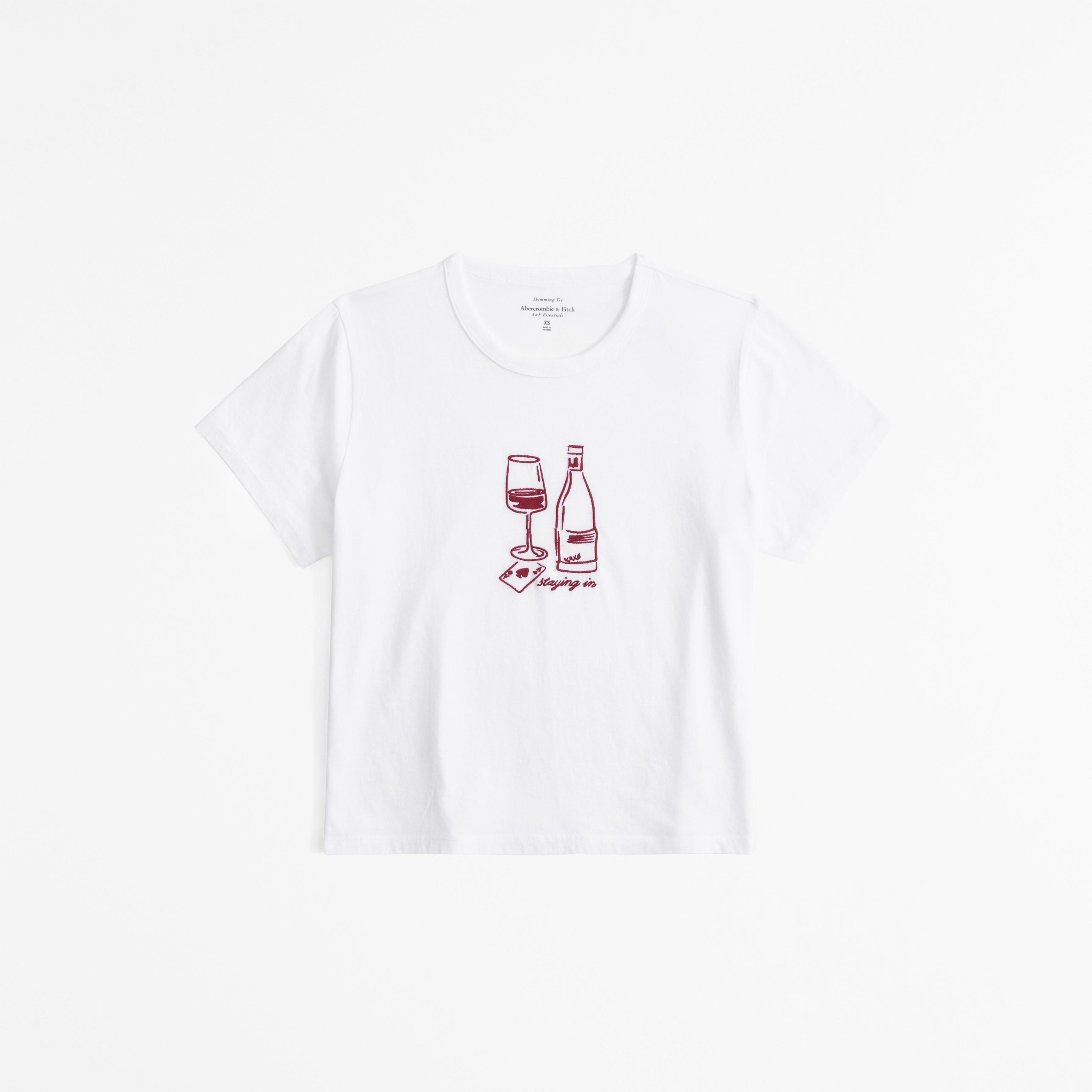 Short-Sleeve Staying In Graphic Skimming Tee Product Image