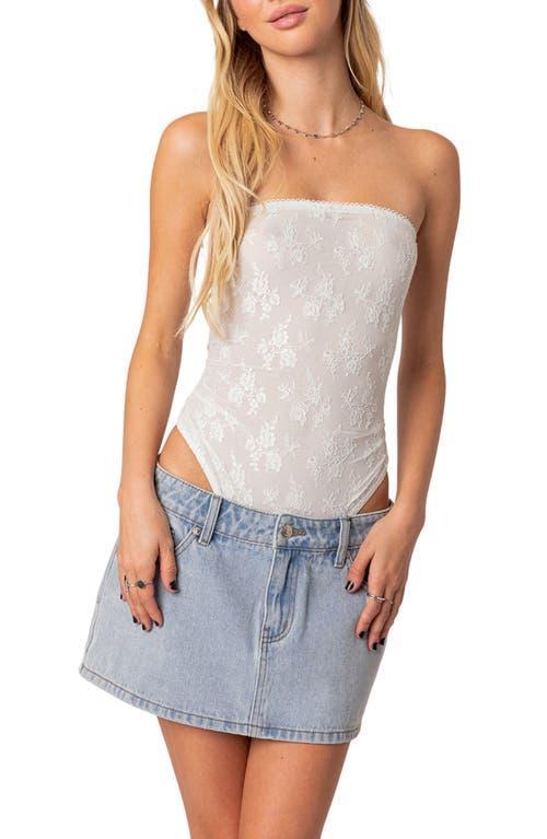 EDIKTED Alina Strapless Lace Bodysuit Product Image