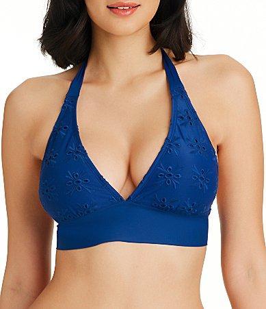 Bleu Rod Beattie Eyes Wide Open Eyelet Halter Swim Top Product Image