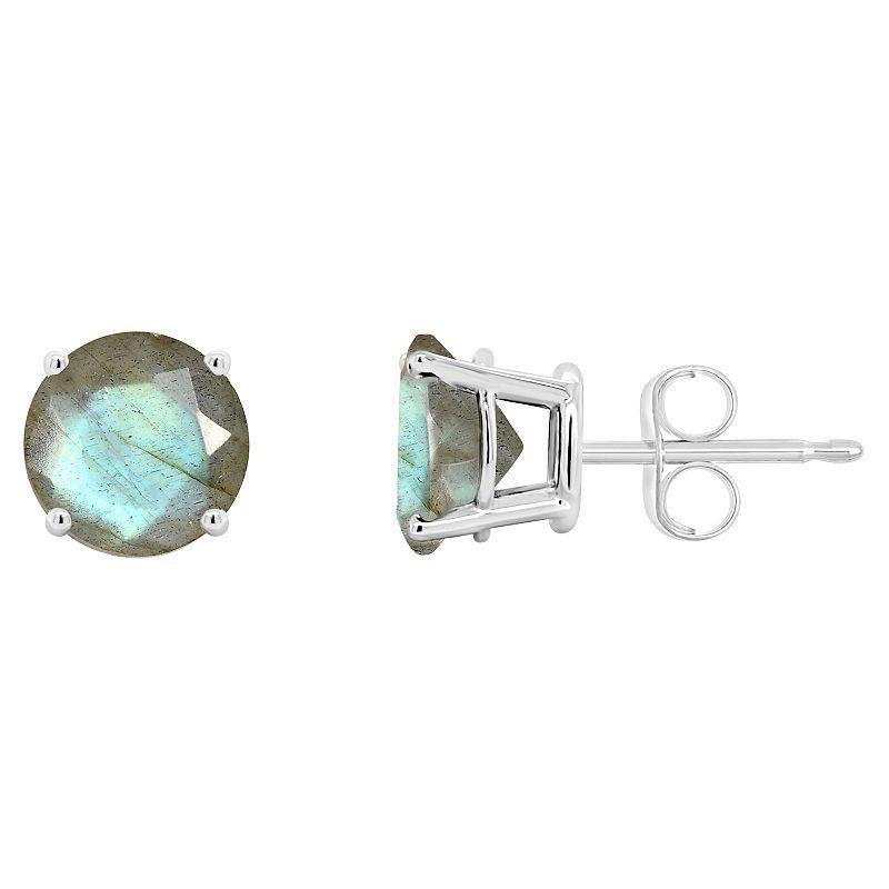 Celebration Gems 14k White Gold Round Labradorite Stud Earrings, Womens Product Image