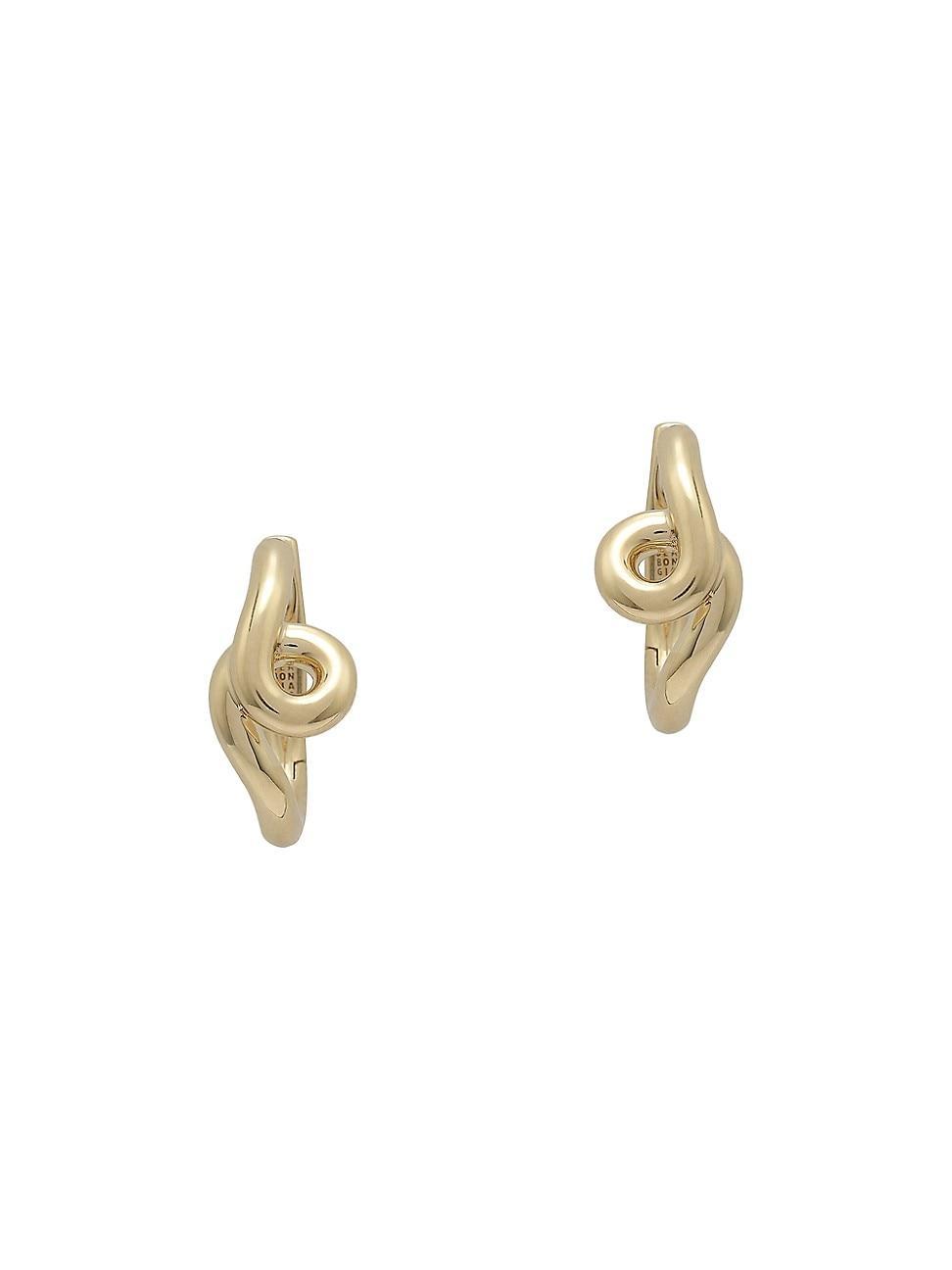 Womens Single Wave Goldtone Hoop Earrings product image