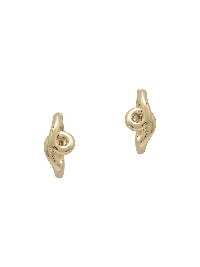 Womens Single Wave Goldtone Hoop Earrings Product Image