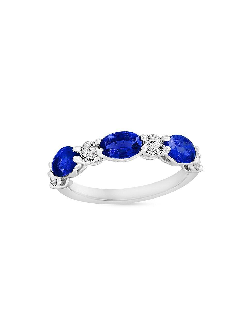 Womens 14K White Gold, Sapphire & 0.75 TCW Diamond Band Ring Product Image