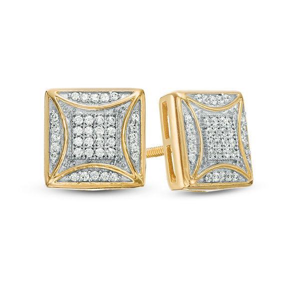 Men's 1/4 CT. T.w. Concave Composite Diamond Square Stud Earrings in 10K Gold Product Image