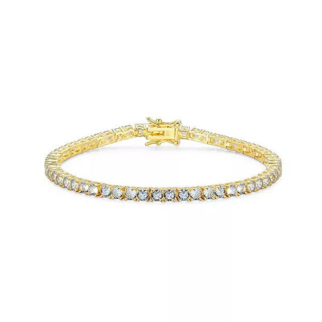 18k Gold over Silver Birthstone Tennis Bracelet, Womens Syn Blue Spinel March Product Image