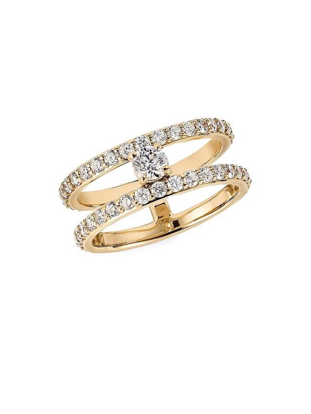 Womens Flawless Double Band 14K Gold & Diamond Solo Ring Product Image