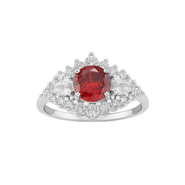 PRIMROSE Sterling Silver Cubic Zirconia Art Deco Ring, Womens Red Product Image