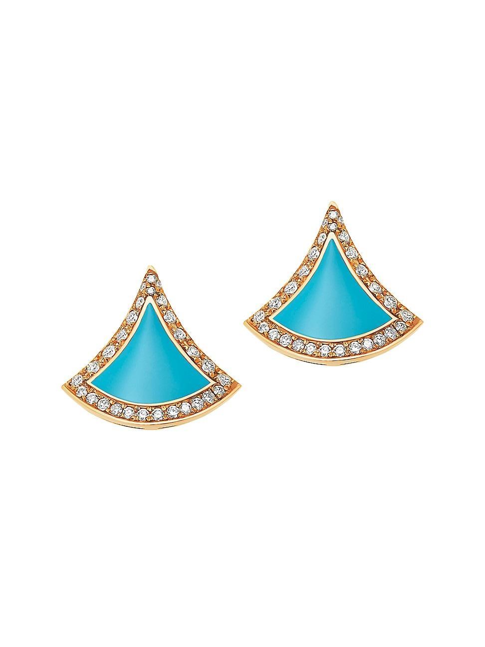 Womens Divas Dream 18K Rose Gold, Turquoise & 0.10 TCW Diamond Earrings Product Image