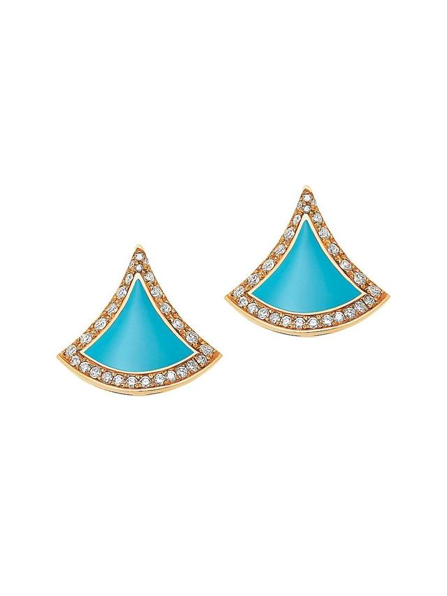 Womens Divas Dream 18K Yellow Gold, Turquoise & 0.10 TCW Diamond Earrings Product Image