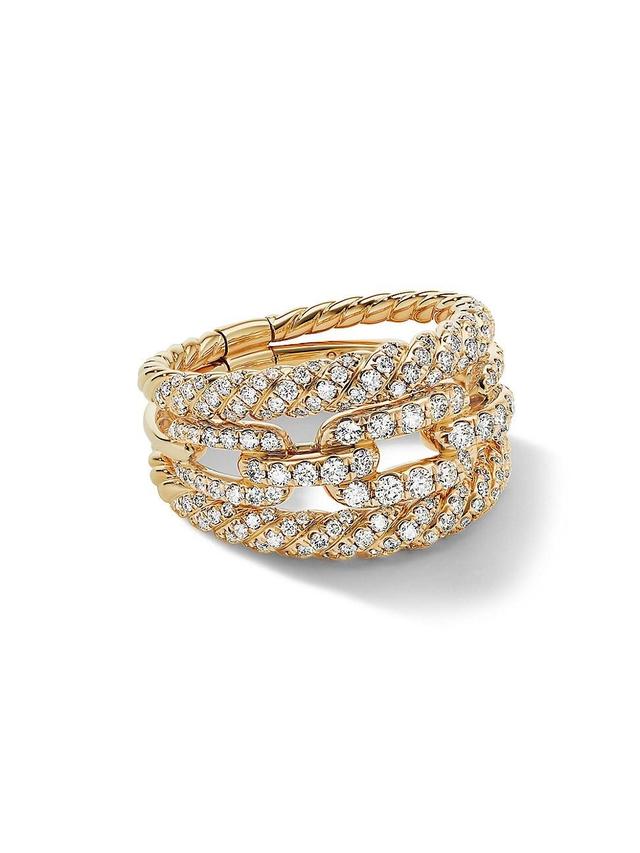 Womens Stax 18K Yellow Gold & Diamond Three-Row Ring Product Image