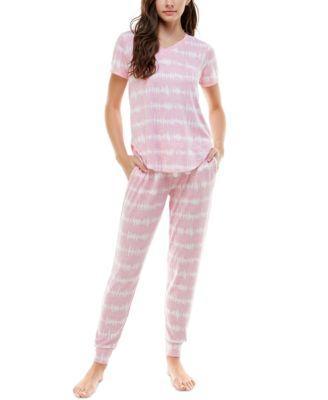 Roudelain V-Neck T-Shirt & Jogger Pants Pajama Set Product Image