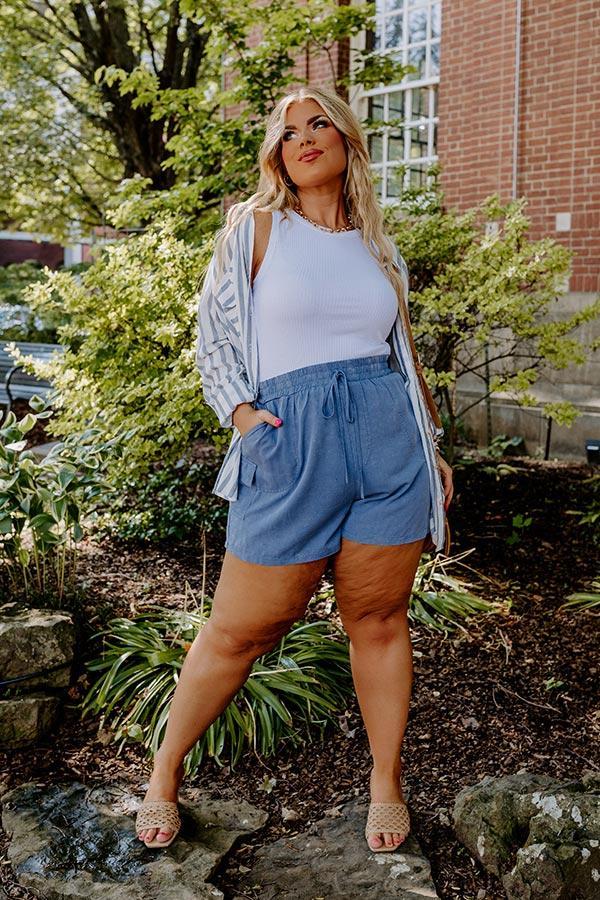 The Aleena High Waist Shorts In Airy Blue Curves Product Image