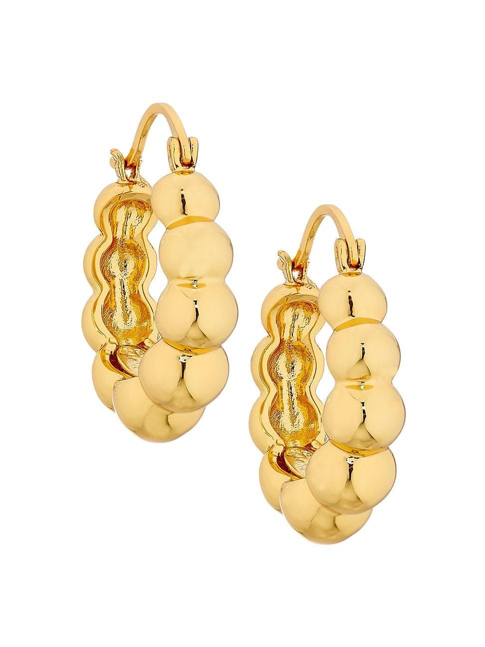 Womens 18K-Gold-Plated Graduated Ball Hoop Earrings product image