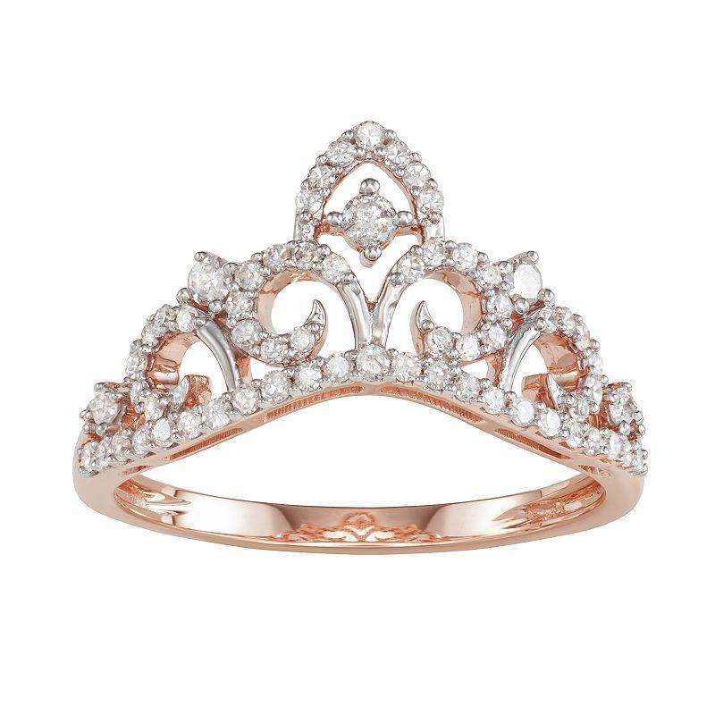 10k Rose Gold 3/8 Carat T.W. Diamond Tiara Ring, Womens White Product Image