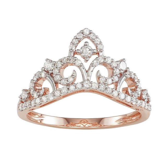 10k Rose Gold 3/8 Carat T.W. Diamond Tiara Ring, Womens 10k Pink Product Image