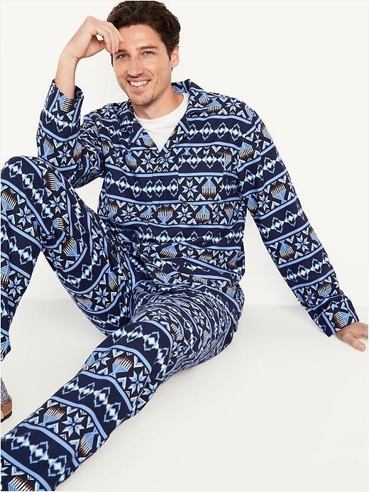 Printed Flannel Pajama Set Product Image