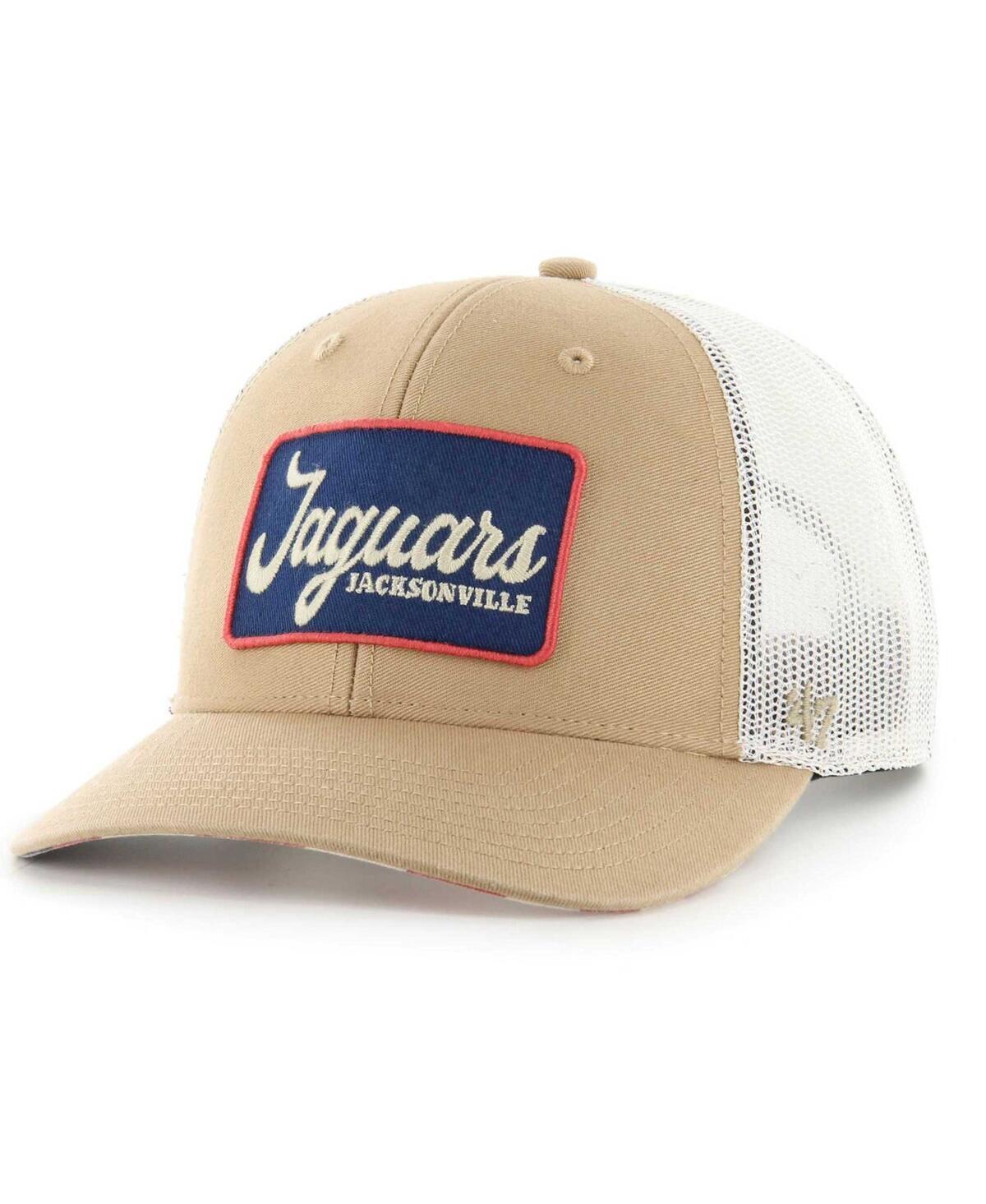 Mens 47 Tan/White Jacksonville Jaguars Glory Daze Hitch Trucker Adjustable Hat Product Image