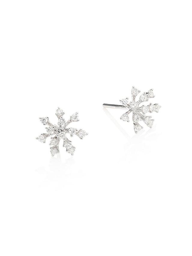 Womens Modern Diamond & 18K White Gold Stud Earrings Product Image