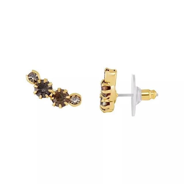 Emberly Curved Stud Earrings, Womens, Yellow Gold Tone Black Product Image