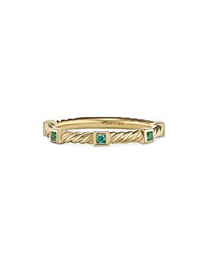 David Yurman 18K Yellow Gold Cable Sapphire Stack Band Ring Product Image