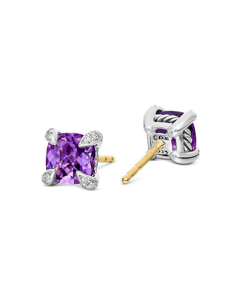 Womens Chtelaine Stud Earrings with Gemstone & Diamonds/9mm Product Image