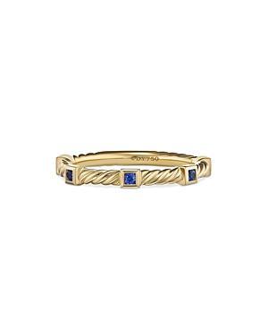 David Yurman 18K Yellow Gold Cable Sapphire Stack Band Ring Product Image