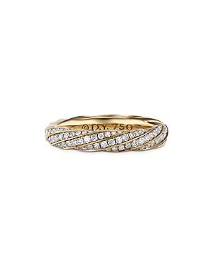 Womens Cable Edge Band Ring In 18K Yellow Gold With Pav Diamonds Product Image