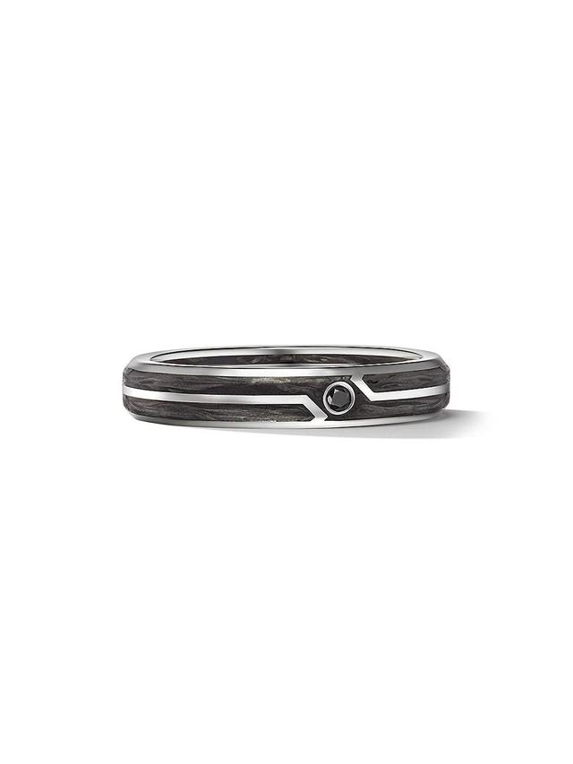 Mens Forged Carbon Band Ring In 18K White Gold Product Image