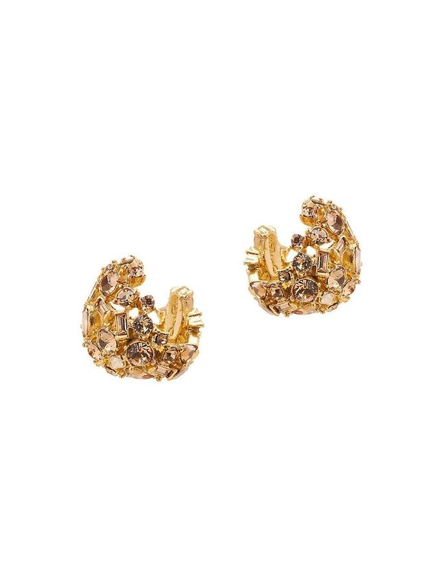 Womens Goldtone & Glass Crystal Domed Earrings Product Image