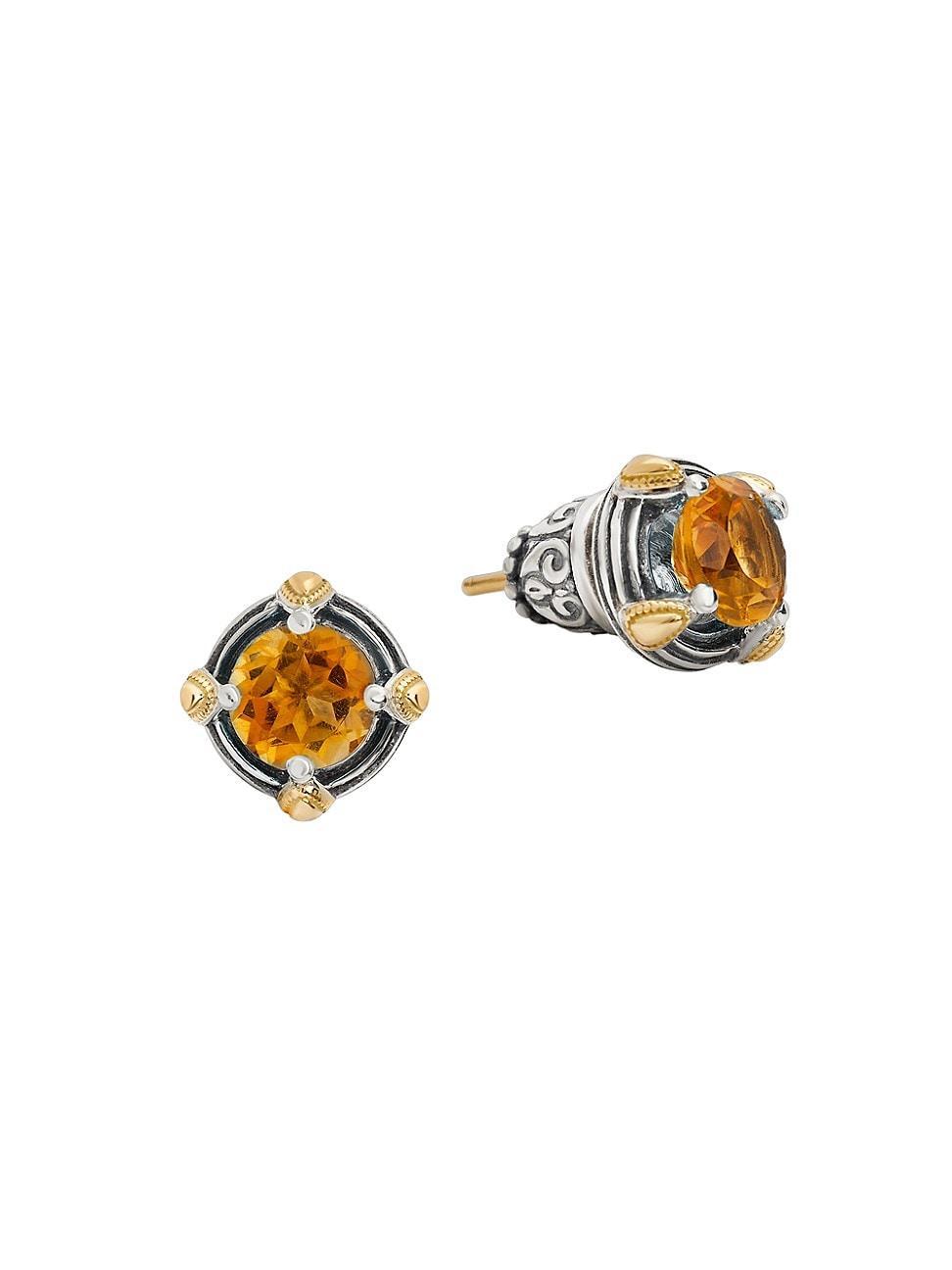 Womens Delos 2.0 Core 18K Gold, Sterling Silver & Citrine Earrings Product Image