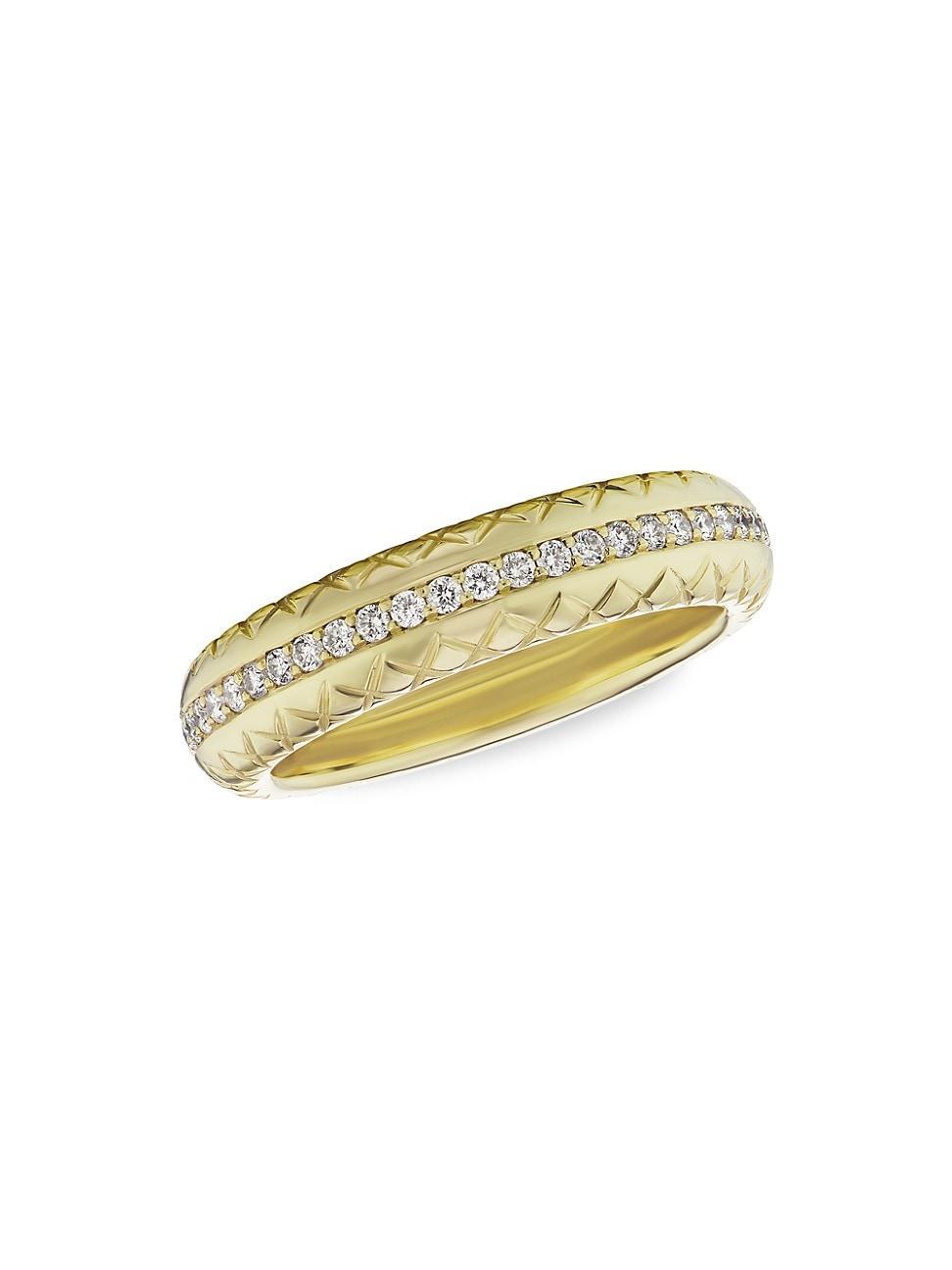 Womens 18K Yellow Gold & Diamond Snake Band Ring Product Image