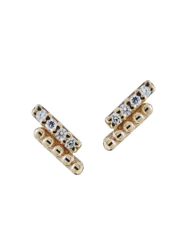 Womens Dew Drop 14K Yellow Gold & 0.06 TCW Diamond Bar Stud Earrings Product Image