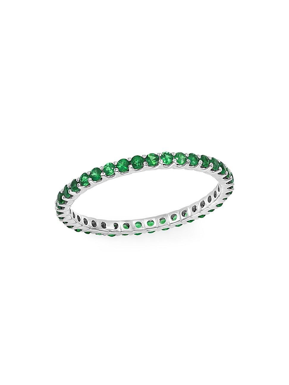 Womens 14K White Gold & Emerald Ring Product Image