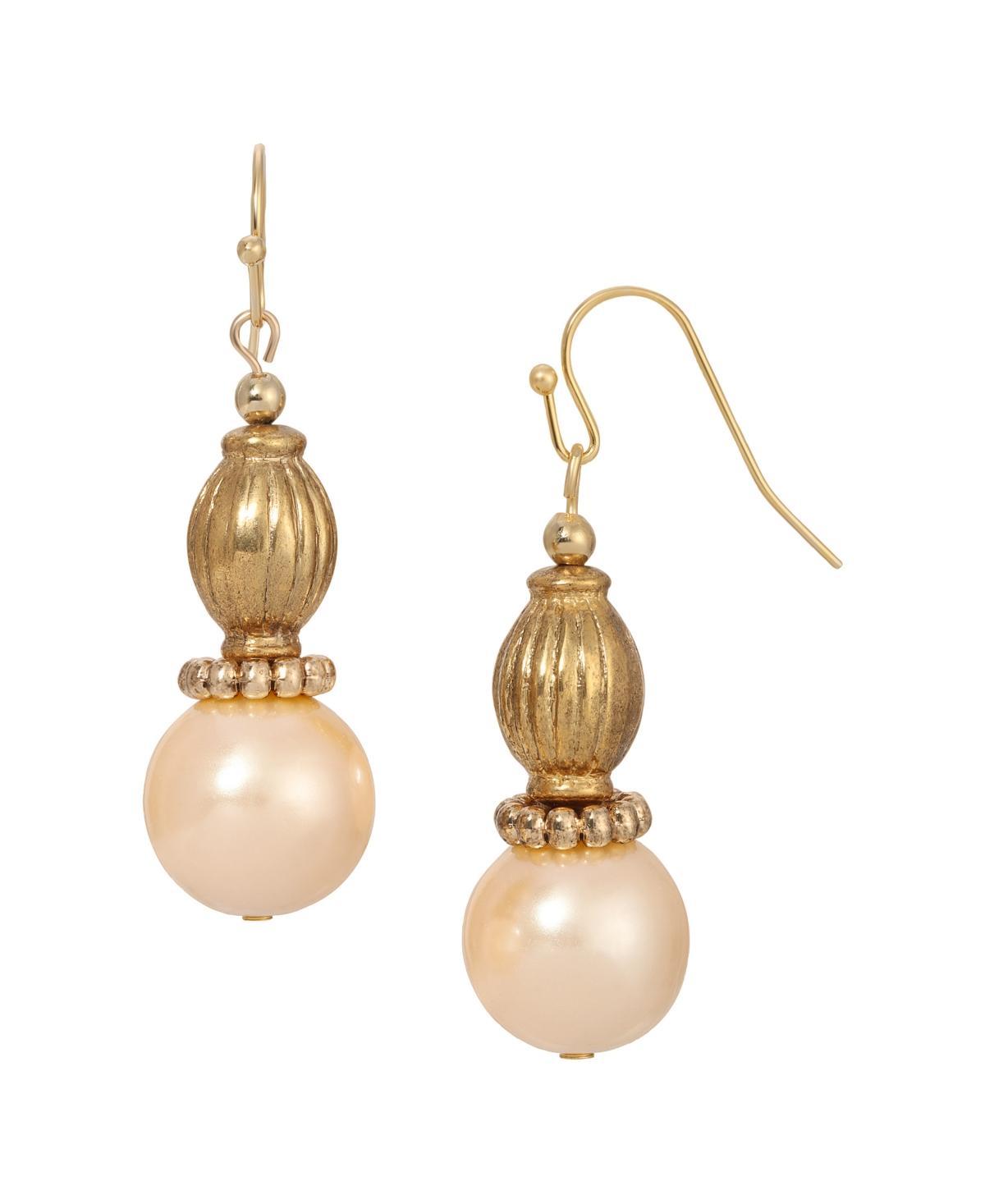 1928 Gold Tone Simulated Pearl Drop Earrings, Womens, White Product Image