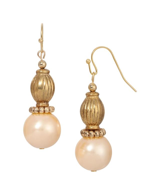 1928 Gold Tone Simulated Pearl Drop Earrings, Womens, White Product Image