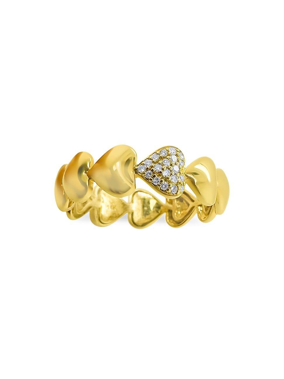 Womens 14K Yellow Gold & 0.07 TCW Diamond Puffy Heart Ring Product Image