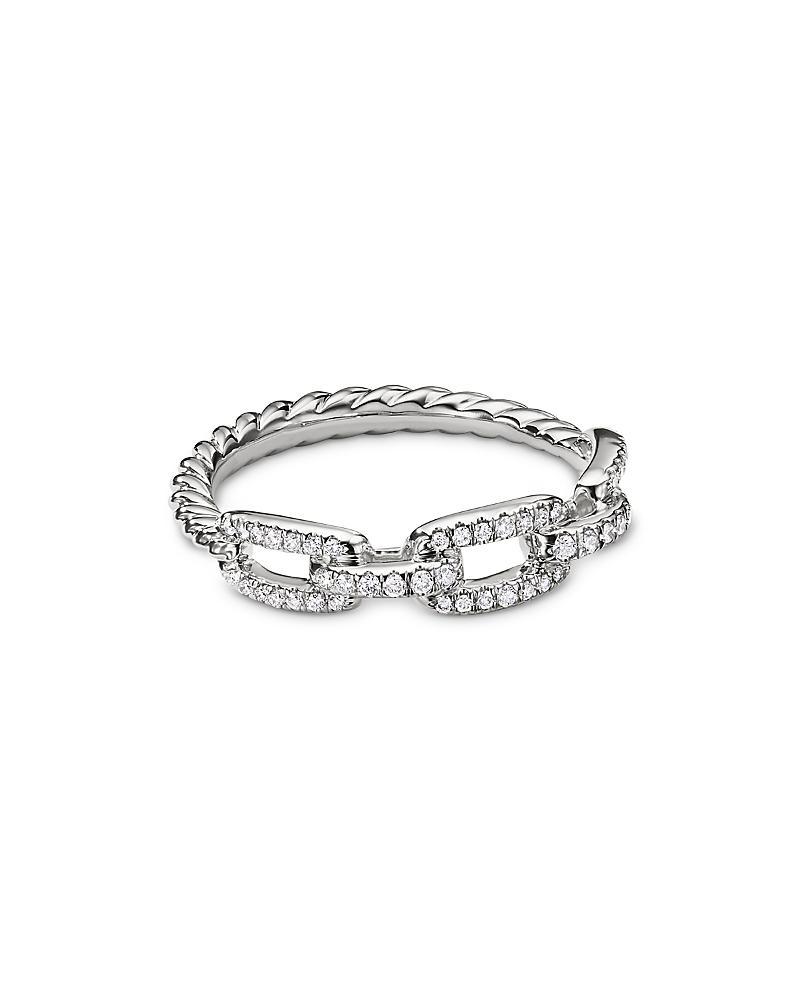 Womens Stax Chain Link Ring in 18K White Gold with Pav Diamonds Product Image